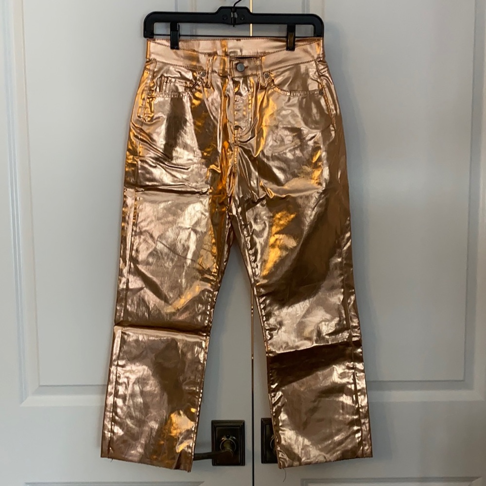 Topshop Moto dree rose gold patent faux leather